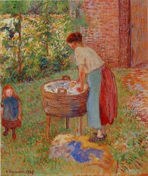 Washerwoman, Eragny Artwork by Camille Pissarro