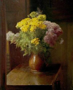 Vase Of Mimosas And Thistledown Artwork by Ernest Townsend