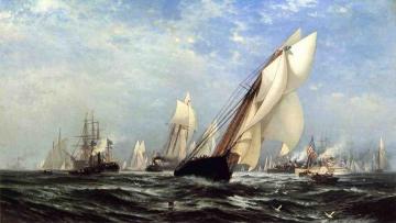 The "Madeleine's" Victory Over the "Countess of Dufferin", Third America's Cup Challenger, August 11, 1876 Artwork by Edward Moran