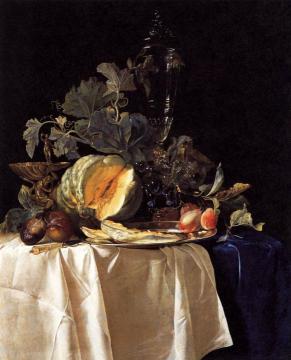 Still-Life with Fruit and Crystal Vase Artwork by Willem van Aelst