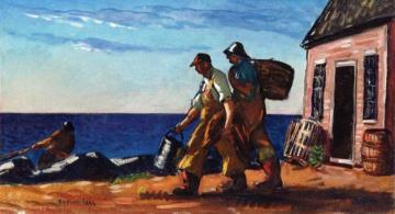 Fishermen, Early Morning Artwork by Gifford Beal