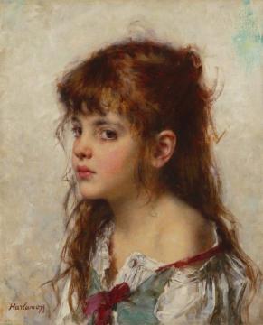 Portrait of a young girl Artwork by Alexei Harlamoff