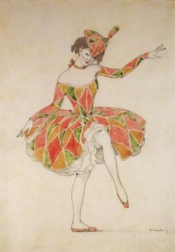 Sketch of Anna Pavlova's Costume Artwork by Konstantin Somov