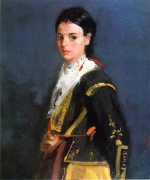 Segovia Girl, Half-length Artwork by Robert Henri