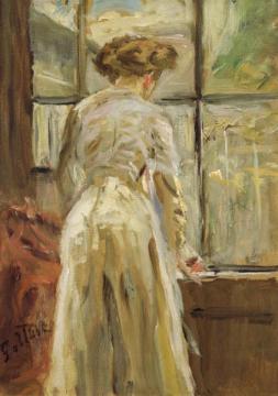 Woman At The Window Artwork by Fritz von Uhde