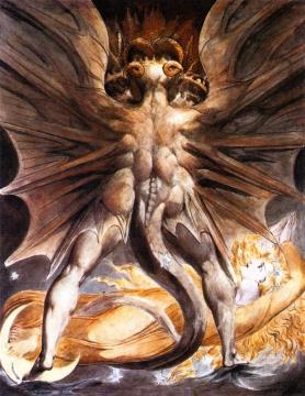 The Great Red Dragon and the Woman Clothed in Sun Artwork by William Blake