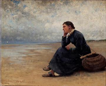 Waiting By The Ocean Artwork by August Wilhelm Nikolaus Hagborg