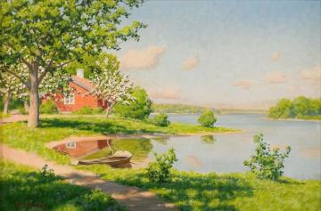Summer Idyll with Blooming Apple Tree Artwork by Johan Krouthén