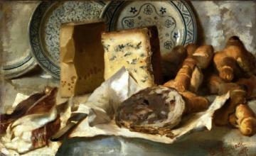 Still Life With Cheese And Salami Artwork by Cesare Tallone
