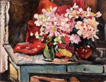Campaign Table With Two Bouquets Artwork by Louis Valtat