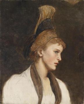 Woman In Profile With Gold Cap Artwork by Eduard Veith