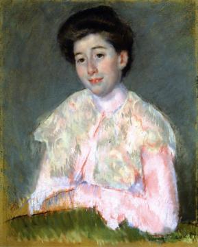 Portrait Of A Smiling Woman In A Pink Blouse Artwork by Mary Cassatt
