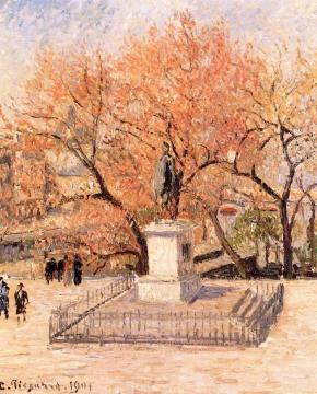 Statue of Henri IV, Trees in Flower Artwork by Camille Pissarro