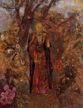 Buddah Walking among the Flowers Artwork by Odilon Redon