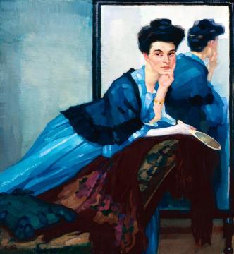 Lady in Blue Artwork by Leo Putz
