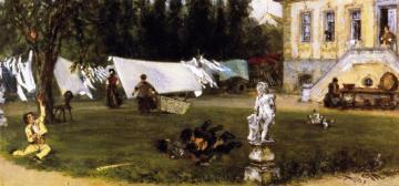 Drying Yard Artwork by Adolph von Menzel