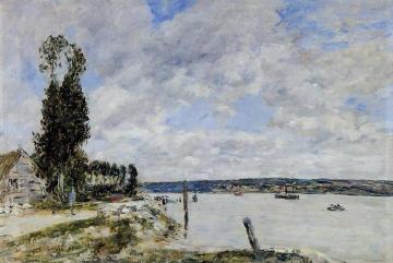 Environs de Quillebeuf, Le Bac de la Mailleraye Artwork by Eugène-Louis Boudin
