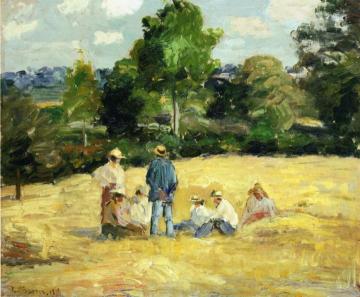Resting Harvesters, Montfoucault Artwork by Camille Pissarro