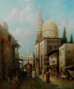 Fictitious Eastern Street Scene Artwork by August von Siegen