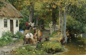 Washing Day Artwork by Peder Mork Monsted
