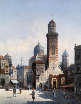 Fictitious View Of An Italian Town Artwork by August von Siegen