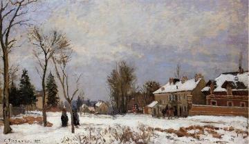 The Road from Versailles to Saint-Germain, Louveciennes. Snow Effect Artwork by Camille Pissarro