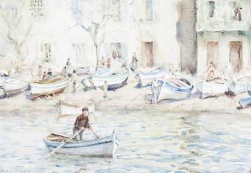 Boats at Cassis Artwork by Henry Scott Tuke