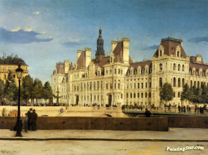 The Hotel de Ville, Paris Artwork by Paul Joseph Victor Dargaud