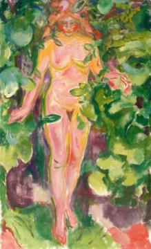 Female Nude in the Woods Artwork by Edvard Munch