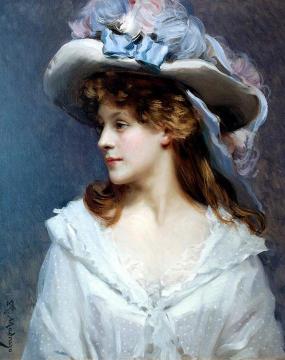 Woman in White Artwork by Raimundo de Madrazo y Garreta