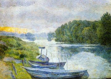 Banks Of The Oise At Pontoise Artwork by Louis Hayet