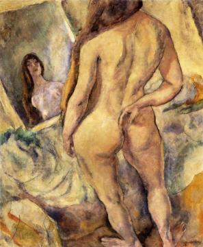 Nude in Front of a Mirror Artwork by Jules Pascin
