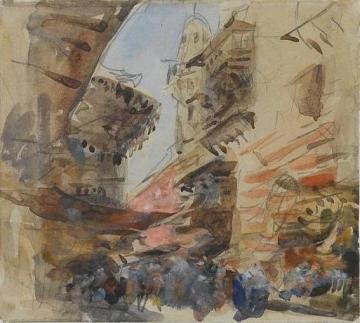 A Bazar in Cairo Artwork by Hercules Brabazon Brabazon