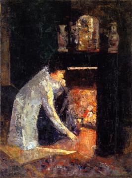 Woman At The Fireplace Artwork by Lesser Ury