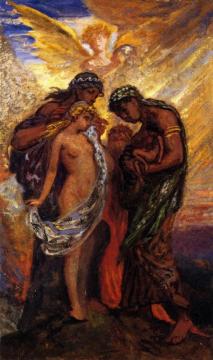 Elements Gazing On The First Man Artwork by Elihu Vedder