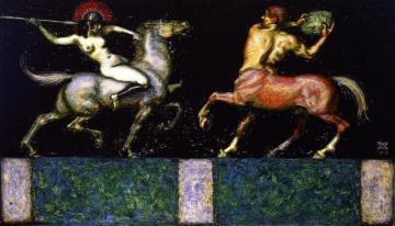 Amazon And Centaur Artwork by Franz von Stuck