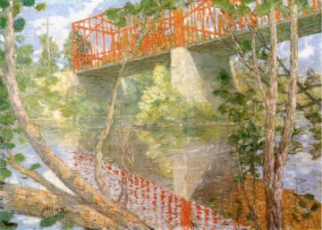 The Red Bridge Artwork by Julian Alden Weir