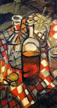 Still LIfe with Checkered Tablecloth Artwork by Auguste Chabaud