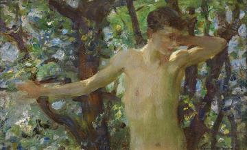 Half length study of a boy Artwork by Henry Scott Tuke