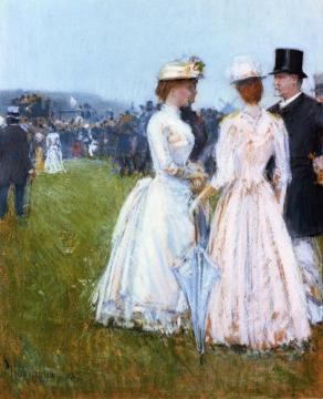 At the Grand Prix in Paris Artwork by Frederick Childe Hassam