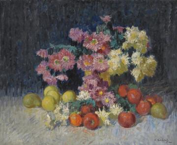 Still Life with Flowers and Fruit Artwork by Konstantin Gorbatov