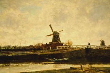 View of the Mill and Bridge at the Noordwest Buitensingel in The Hague Artwork by Jacob Maris