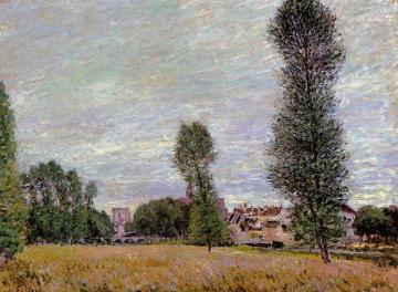 The Village of Moret, Seen from the Fields Artwork by Alfred Sisley