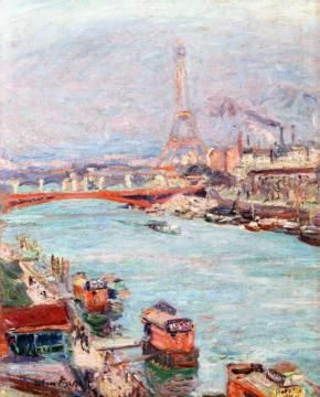 The Seine at Paris, The Eiffel Tower, Daytime Artwork by Emile-othon Friesz