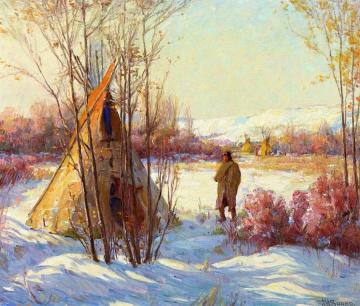October Morning - Crow Teepees in Montana Artwork by Joseph Henry Sharp