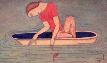 The Small Boat Artwork by Tsuguharu Foujita