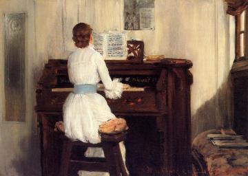 Mrs. Meigs at the Piano Organ Artwork by William Merritt Chase