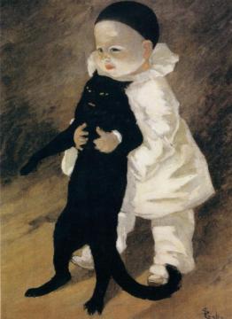 Pierrot Et Le Chat Artwork by Theophile-Alexandre Steinlen