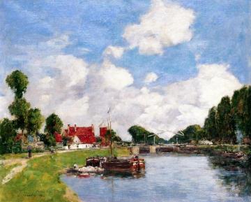 The Lock at Saint-Valery-sur-Somme Artwork by Eugène-Louis Boudin