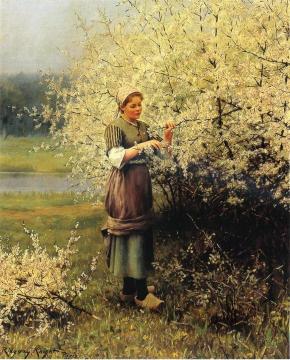 Spring Blossoms Artwork by Daniel Ridgway Knight